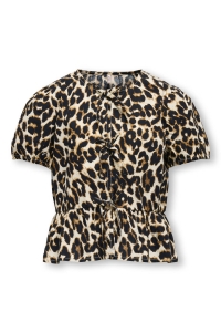 ONLY KOGCLARA LIFE S/S BOW SHIRT WVN NOO: black/with clara leo