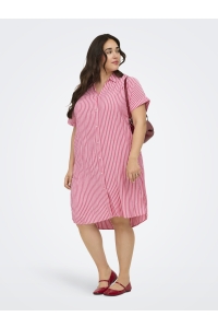 Carmakoma CARPENNA S/S LOOSE KNEE DRESS AOP raspberry/cloud dancer