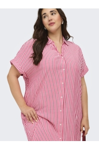 Carmakoma CARPENNA S/S LOOSE KNEE DRESS AOP raspberry/cloud dancer