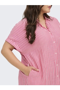 Carmakoma CARPENNA S/S LOOSE KNEE DRESS AOP raspberry/cloud dancer