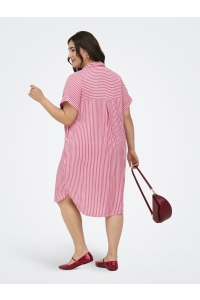 Carmakoma CARPENNA S/S LOOSE KNEE DRESS AOP raspberry/cloud dancer