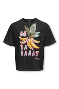 ONLY KOGBLINIS LIFE S/S LOOSE TOP BOX JR: black/cuba bananas