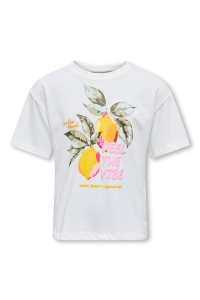 ONLY KOGBLINIS LIFE S/S LOOSE TOP BOX JR: cloud dancer/lemons