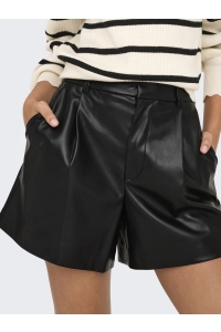ONLY ONLSMOOTH HW FAUX LEA SHORTS CC PNT black