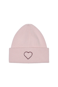 ONLY ONLALPHA LIFE EMBROIDERED RIB BEANI: chalk pink/cabernet emb.
