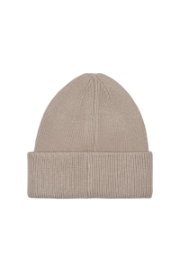 ONLY ONLALPHA LIFE EMBROIDERED RIB BEANI: taupe gray/coffee bean emb.