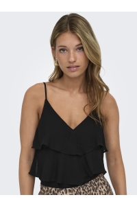 ONLY ONLLINN LIFE FLOUNCE SINGLET WVN NO: black