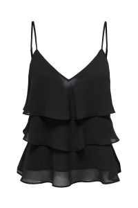 ONLY ONLLINN LIFE FLOUNCE SINGLET WVN NO: black