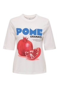 ONLY ONLPHOEBE S/S FRESH TOP BOX JRS cloud dancer/pomegranate w/o lab