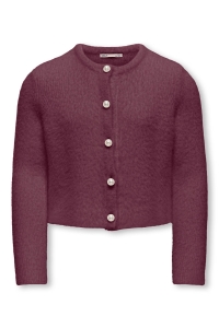 ONLY KOGPIUMO PETRA PEARL O-NECK CAR KNT: mauve wine