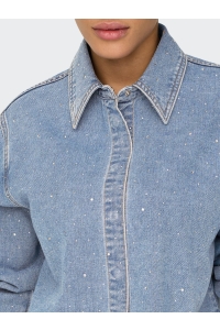 ONLY ONLMAGGIEMAY L/S RHINEST DNM SHIRT light blue denim