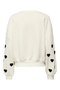ONLY ONLMACY L/S O-NECK BOX CC SWT cloud dancer/w. black hearts