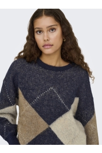 ONLY ONLNOEME LIFE LS JQ O-NECK KNT night sky/cocoa creme/biscotti/m