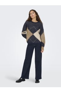 ONLY ONLNOEME LIFE LS JQ O-NECK KNT night sky/cocoa creme/biscotti/m