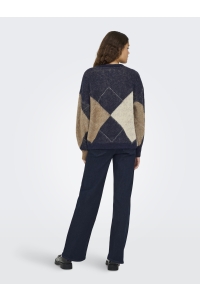 ONLY ONLNOEME LIFE LS JQ O-NECK KNT night sky/cocoa creme/biscotti/m