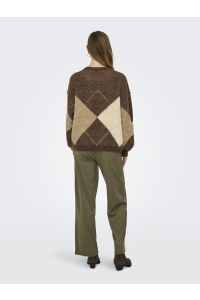 ONLY ONLNOEME LIFE LS JQ O-NECK KNT chestnut/cocoa creme/biscotti/me