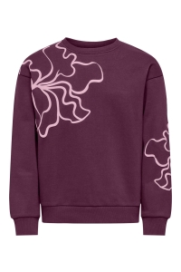 ONLY KOGODESSA LIFE L/S O-NECK BOX UB CP: mauve wine/blurry flower roseate