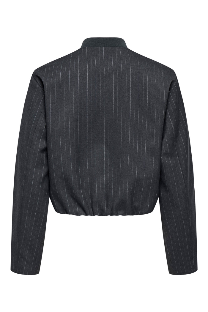 ONLY ONLAGGIE LIFE L/S PINSTRIPE BOMBER : dark grey melange/white pinstrip