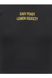 ONLY KOGLINEA LIFE TEXT S/L SHORT TOP CS: black/easy peasy lemon squezzie