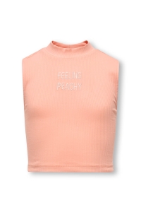 ONLY KOGLINEA LIFE TEXT S/L SHORT TOP CS: salmon/feeling peachy