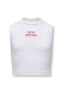ONLY KOGLINEA LIFE TEXT S/L SHORT TOP CS: bright white/love you cherry muc