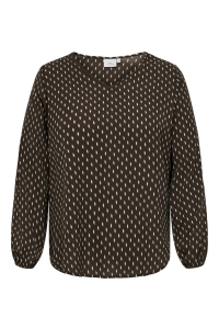 Carmakoma CARVICA L/S V-NECK TOP WVN NOOS coffee bean/crazy squares