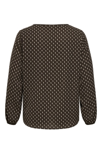 Carmakoma CARVICA L/S V-NECK TOP WVN NOOS coffee bean/crazy squares