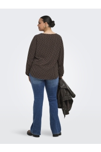 Carmakoma CARVICA L/S V-NECK TOP WVN NOOS coffee bean/crazy squares