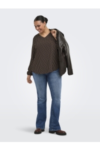 Carmakoma CARVICA L/S V-NECK TOP WVN NOOS coffee bean/crazy squares