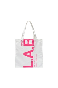 ONLY ONLLAB TOTE BAG ACC cloud dancer/diva pink text