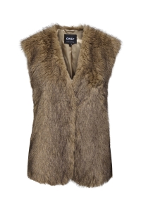 ONLY ONLDAWN LIFE FAUX FUR WAISTCOAT OTW tannin