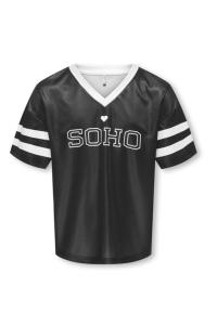ONLY KOGLULU S/S V-NECK SPORTY TOP CS JR: black/white soho/23
