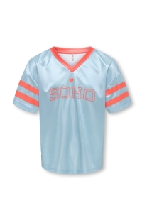 ONLY KOGLULU S/S V-NECK SPORTY TOP CS JR: soft chambray/tiger lilysoho/23