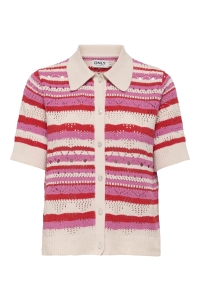 ONLY ONLLULA POLO S/S CARDIGAN KNT NOOS high risk red/pink - cd