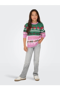 ONLY KOGHOHO XMAS LS PULLOVER KNT fuchsia pink/w. green jacket/cd/