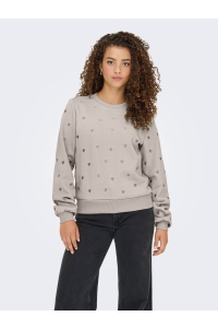 ONLY ONLATIKA L/S O-NECK GLITTER EMB. BO: pumice stone/anny hearts (pumice