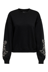 ONLY ONLBROOKLYN L/S EMBROIDERY BOX SWT black/boho flowers (birch)