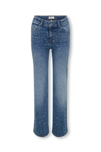 ONLY KOGJUICY RHS WIDE LEG DNM CRO557 NO: medium blue denim/rhinestones