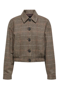 ONLY ONLRICCA LIFE CHECK JACKET OTW seal brown/check