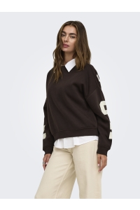 ONLY ONLSWEAT L/S BACK/SLEEVE PRINT SWT : coffee bean/birch houston print