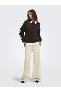 ONLY ONLSWEAT L/S BACK/SLEEVE PRINT SWT : coffee bean/birch houston print