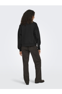 ONLY ONLBEST L/S PRINT CREW NECK SWT black/oui (white text)