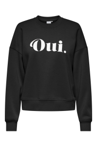ONLY ONLBEST L/S PRINT CREW NECK SWT black/oui (white text)