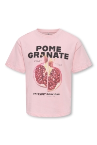 ONLY KOGVIVVI LIFE S/S LOOSE LOVELY TOP : tickled pink/pomegranate