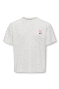 ONLY KOGBILLIE SS LOOSE TEDDY TOP JRS NO: light grey melange/collage