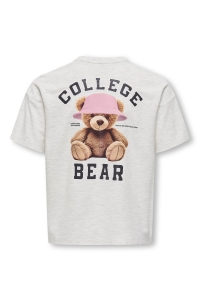 ONLY KOGBILLIE SS LOOSE TEDDY TOP JRS NO: light grey melange/collage