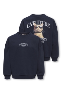 ONLY KOGBILA L/S OVZ PRINT O-NECK SWT NO: night sky/cattitude