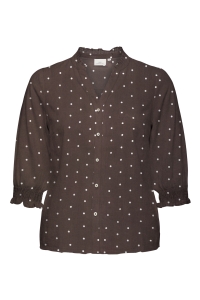 Carmakoma CARRAYA 3/4 SHIRT WVN NOOS deep mahogany/dots (cloud dancer