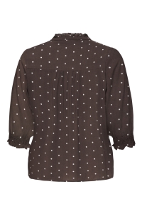 Carmakoma CARRAYA 3/4 SHIRT WVN NOOS deep mahogany/dots (cloud dancer