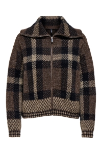 ONLY ONLMAROON LS ZIP COLLAR CARDIGAN KN: black/chocolate martini/biscotti